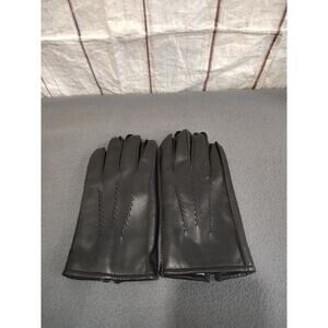 Men's Large Black Faux Leather Driving Gloves Made In Taiwan